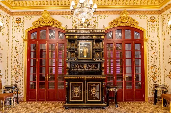 Interior view of Kien Trung Palace, highlighting the regal atmosphere and luxurious decor.