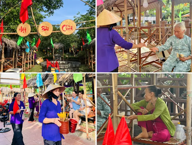 Bai Choi Festival at Thanh Toan Bridge in Hue, featuring folk artists and traditional games during the Lunar New Year celebration.